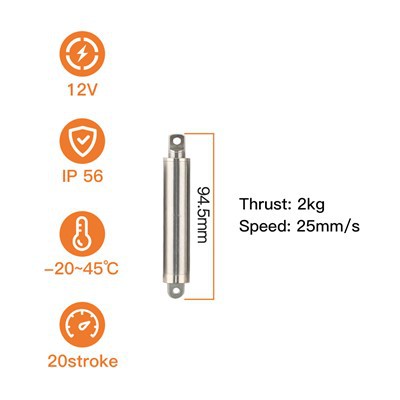 What is the load capacity of a 12V actuator motor?